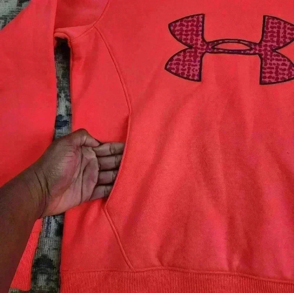 Under Armor Men's Neon Red Hoodie Sweatshirt, sz SM - Picture 12 of 14